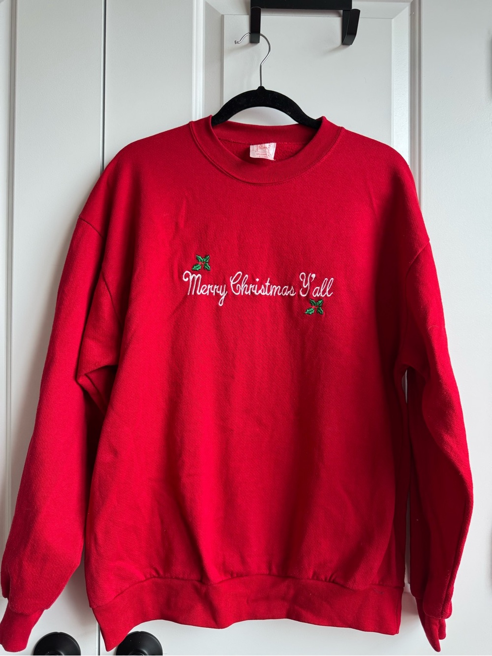 Vintage 90s Made in USA Red "Merry Christmas Y'all" Sweatshirt XL